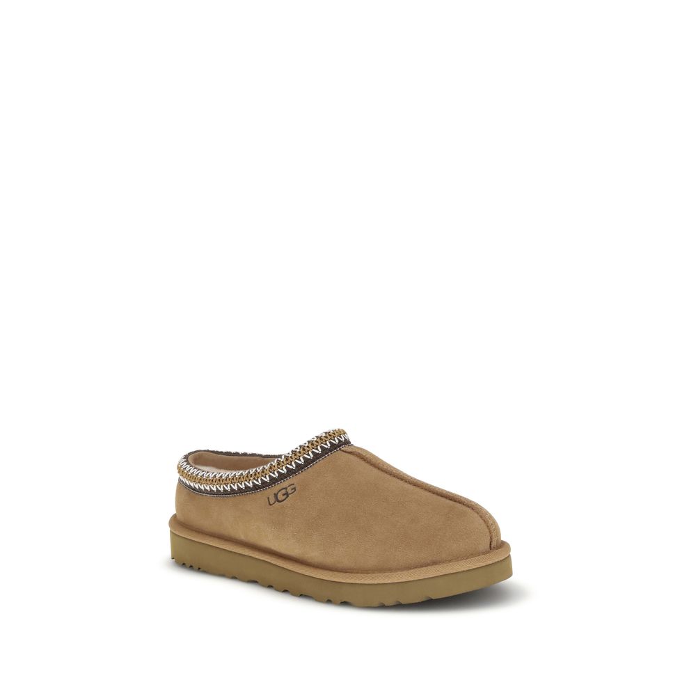 Beige Leather Mules with Suede & Sheepskin Details