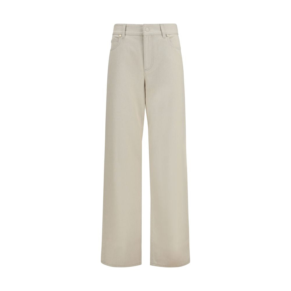 Beige Cotton Straight-Leg Fendi Jeans