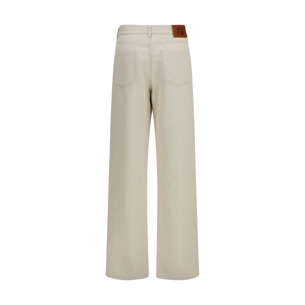 Beige Cotton Straight-Leg Fendi Jeans