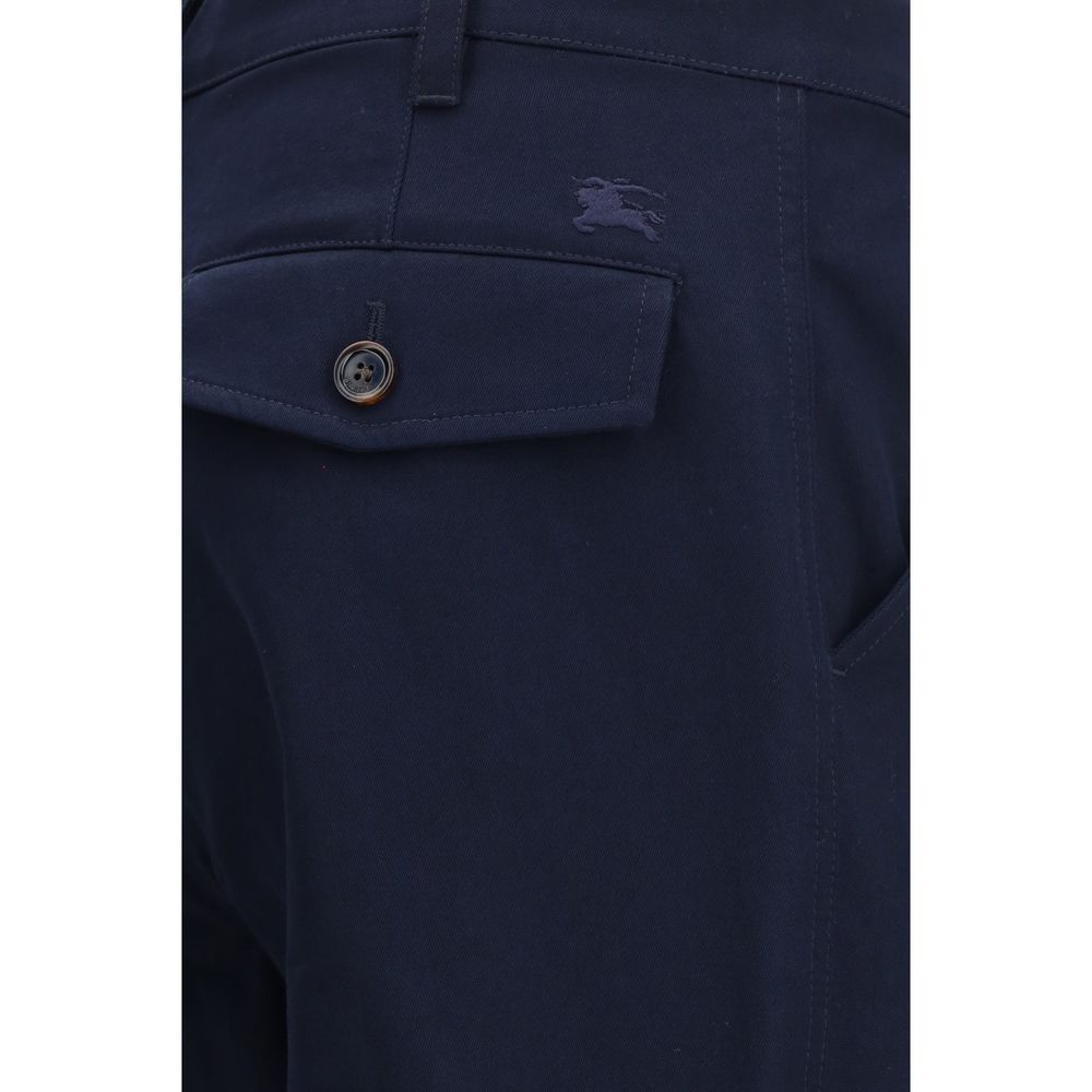 Blue Cotton Chino Pants with Embroidered Detail