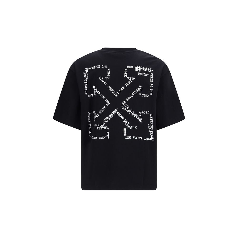 Schwarzes Baumwoll-T-Shirt mit cremefarbenem Pfeilprint