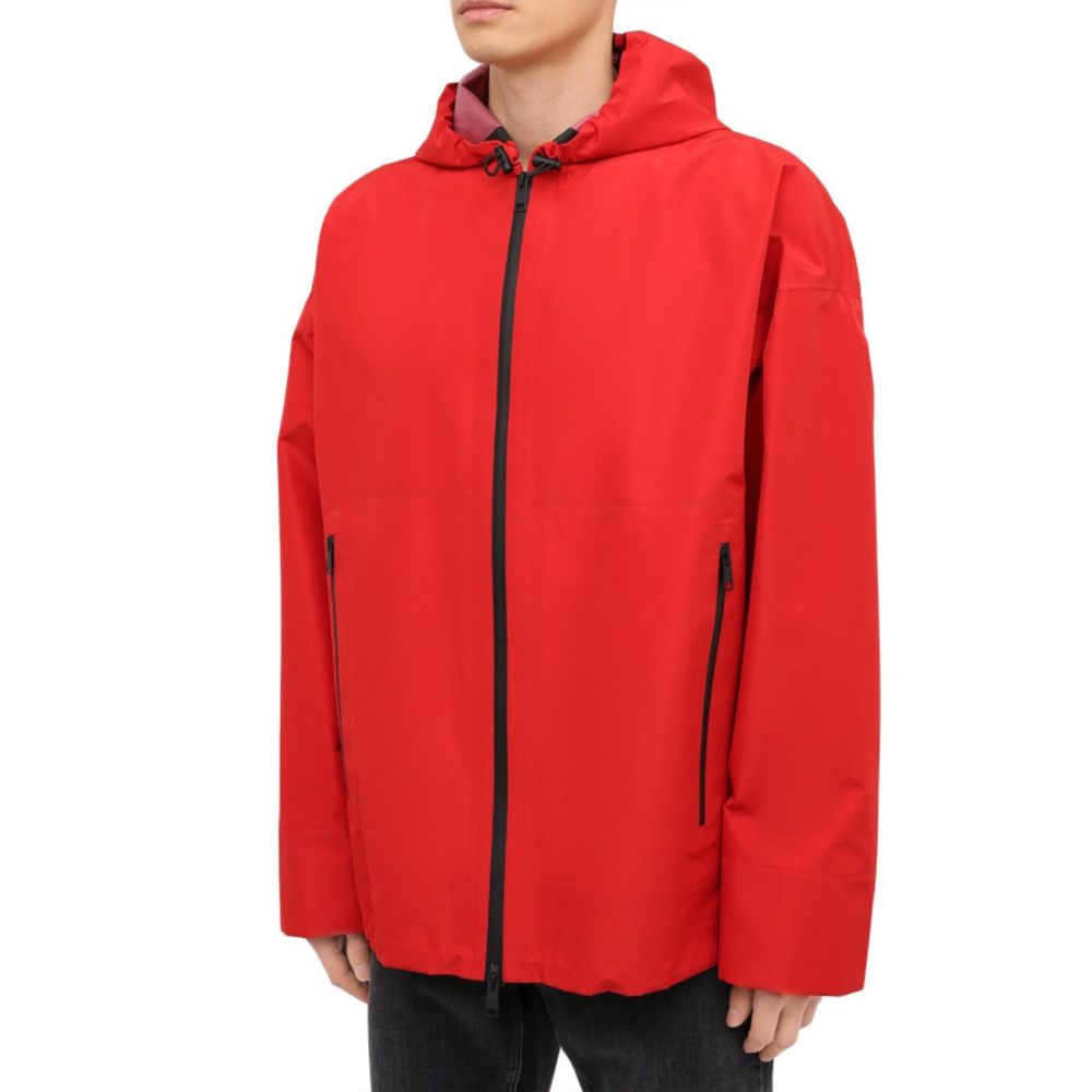 Multicolor Synthetic Jacket with Drawstring Hood