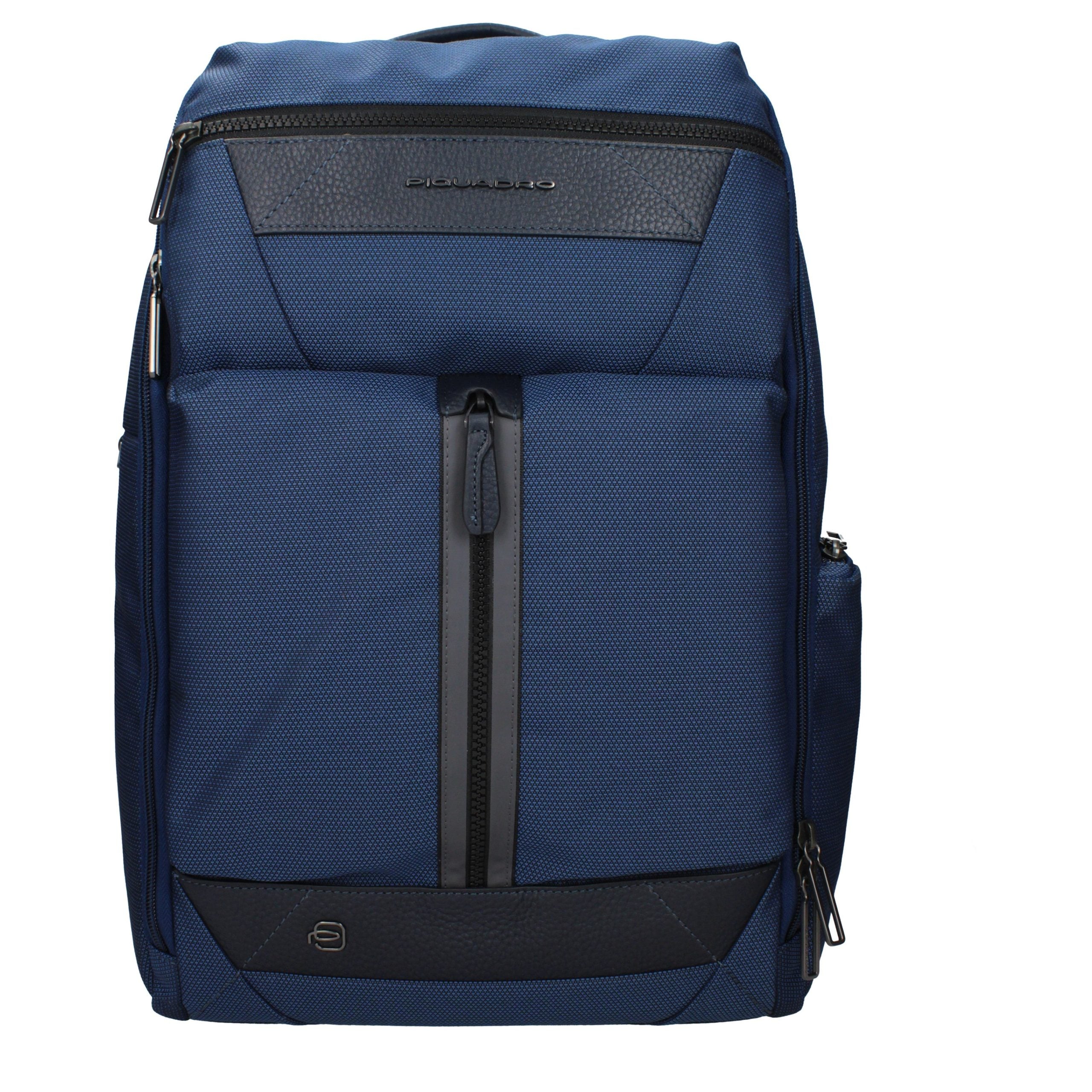 Blauer Synthetik-Rucksack mit verstellbaren Trägern und Logo