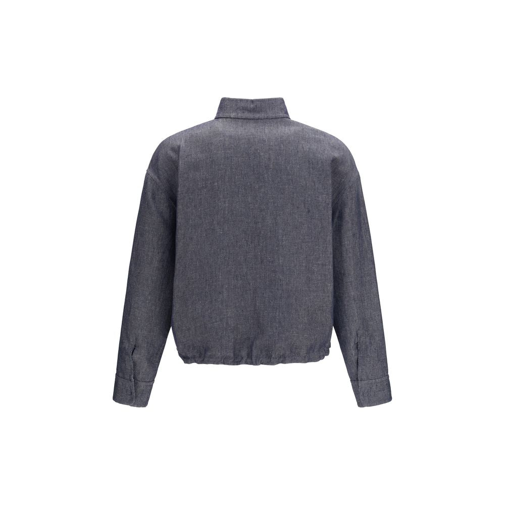 Blaue Wendejacke aus Leinen-Baumwoll-Denim