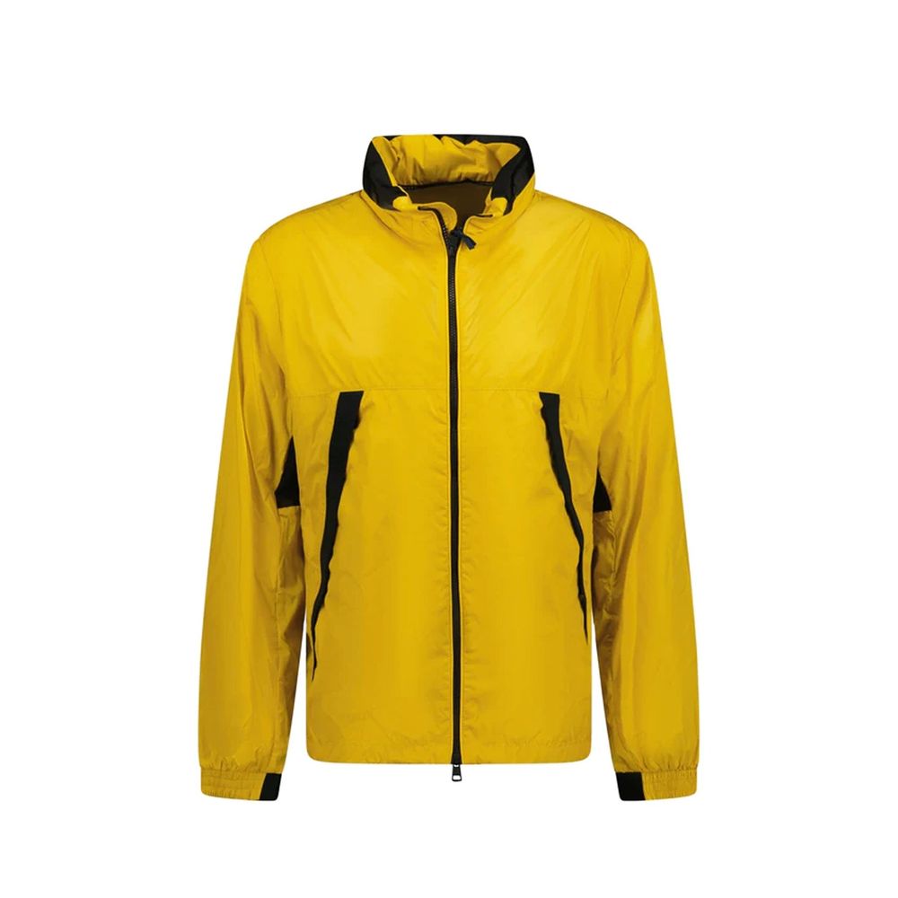 Zweifarbige Jacke aus Synthetikmaterial mit Kordelzug am Saum
