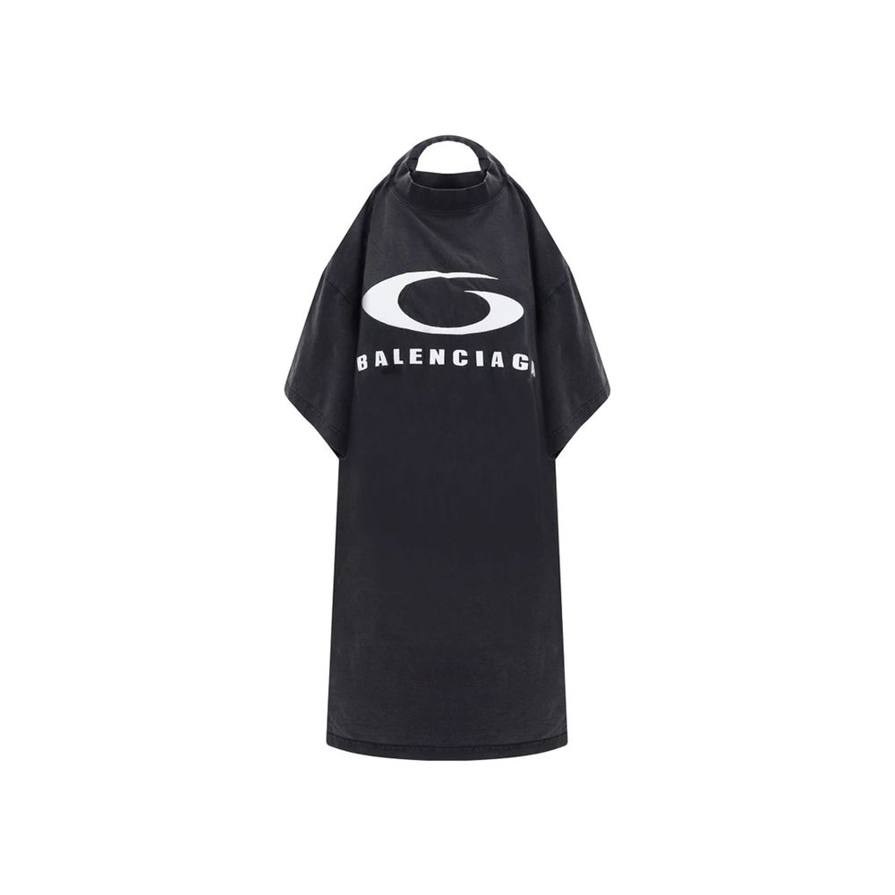 Schwarzes Baumwollkleid mit Rückenausschnitt