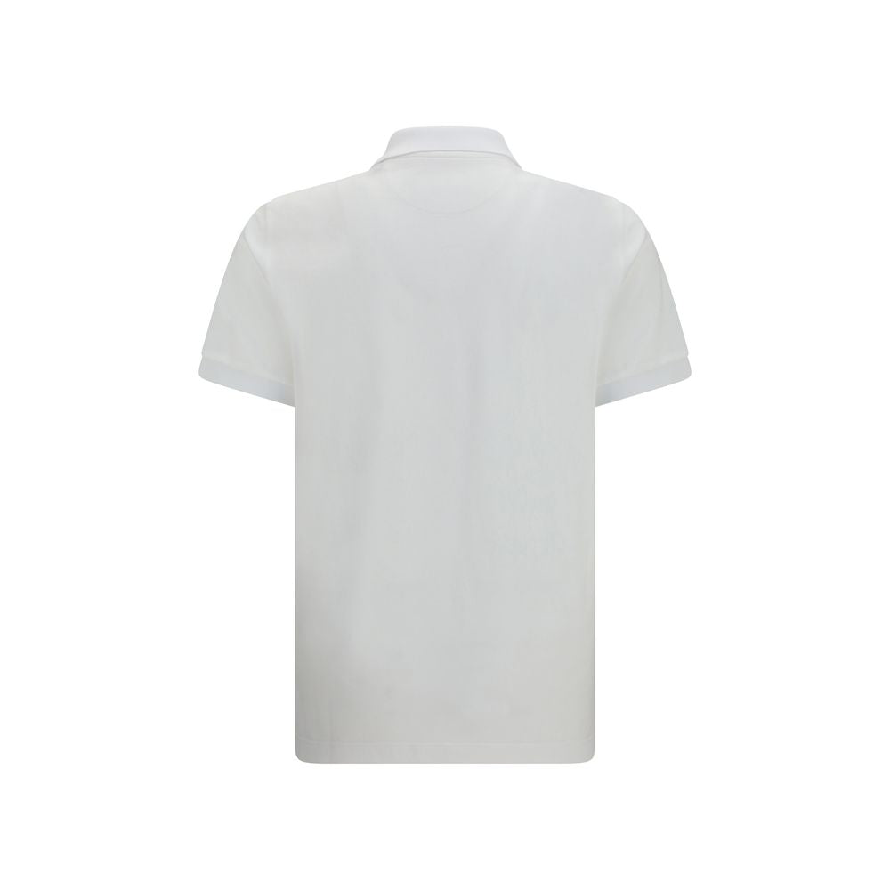White Cotton Polo Shirt with Embroidered FF Logo