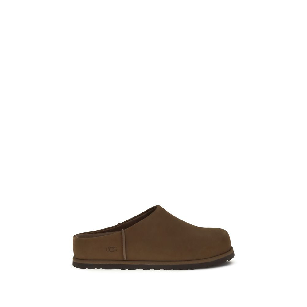 Brown Leather Clogs with Wool Lining