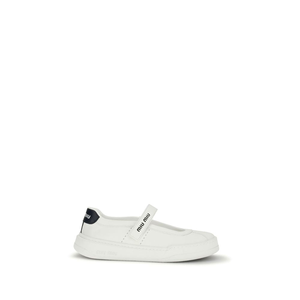 White Leather Ballet Flats by Miu Miu