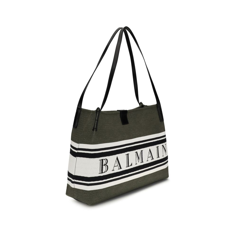 Schultertasche aus schwarzem Leder und Baumwolle