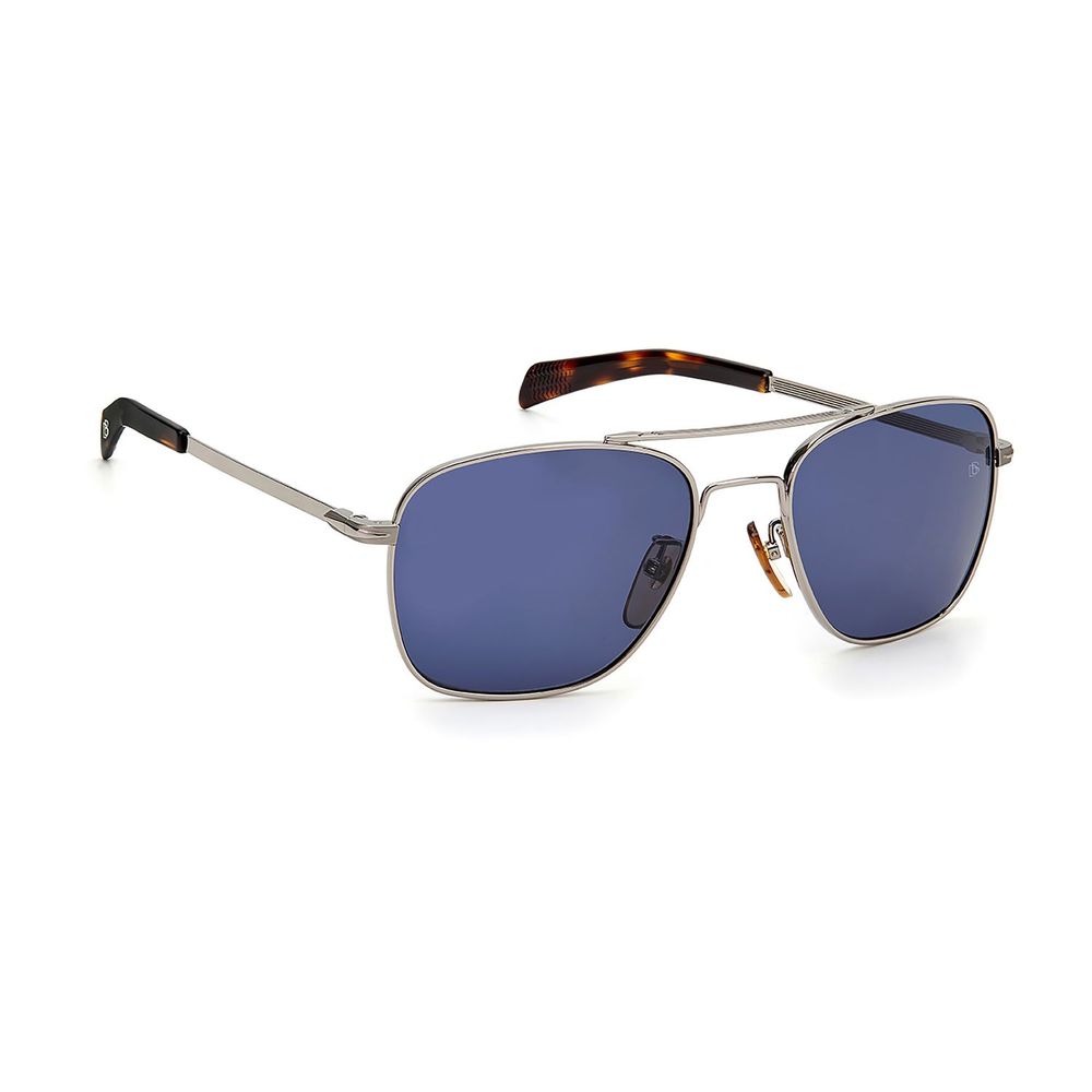 Gunmetal-Synthetik-Metall-Sonnenbrille mit blauen Gläsern