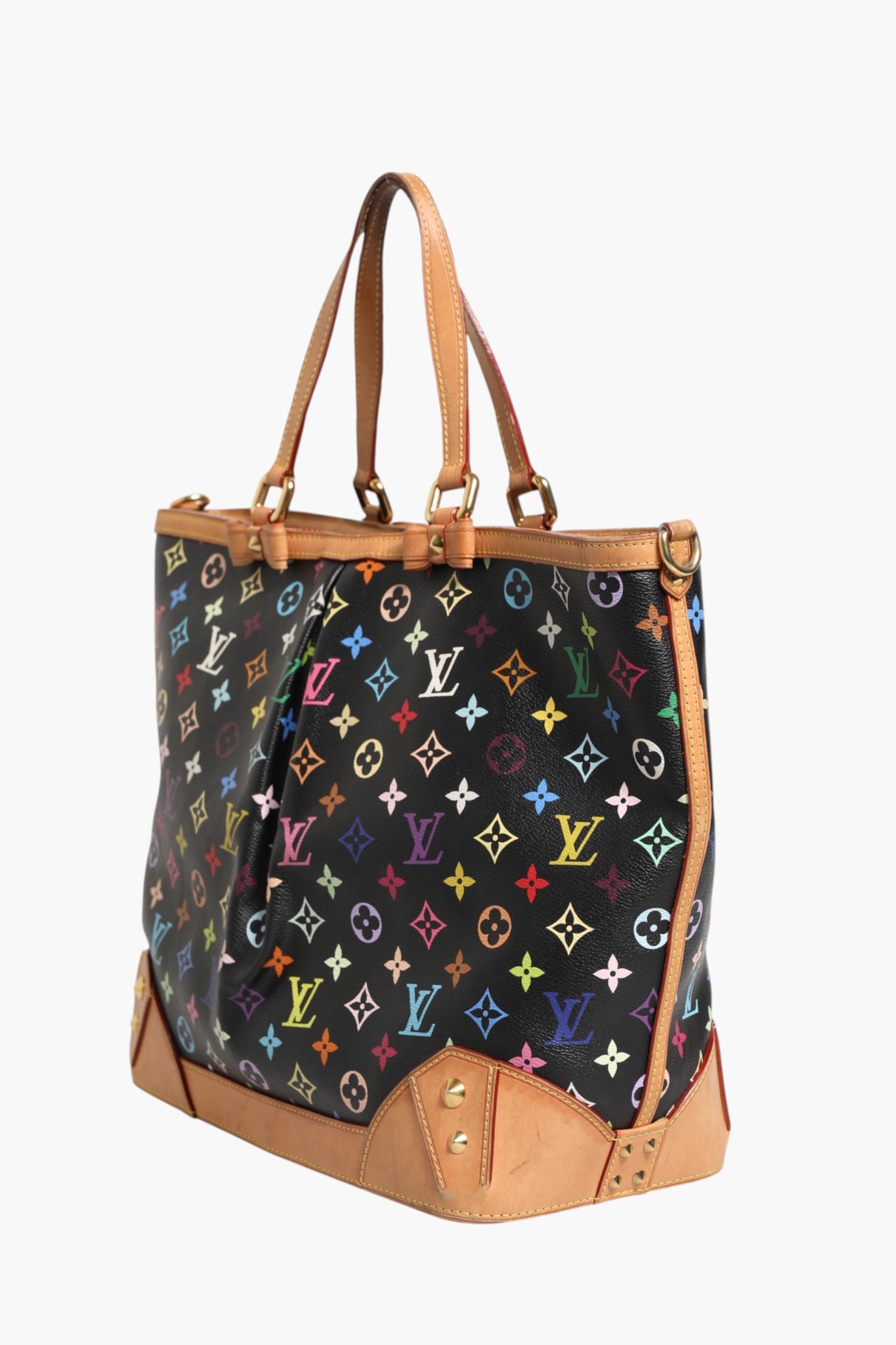 Schultertasche Sharleen GM aus schwarzem Leder mit Monogramm
