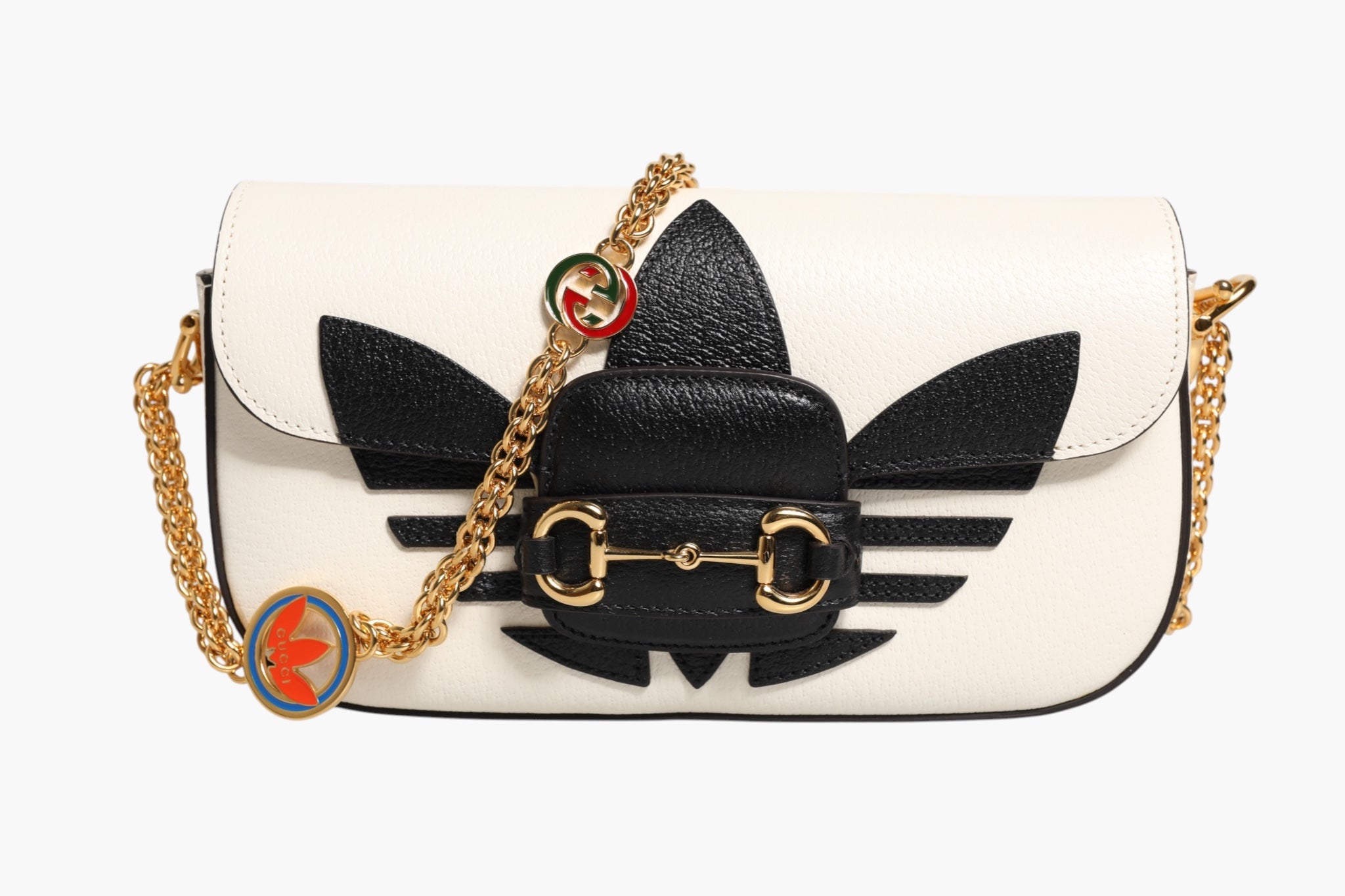 White Leather Shoulder Bag Gucci x Adidas Horsebit 1955