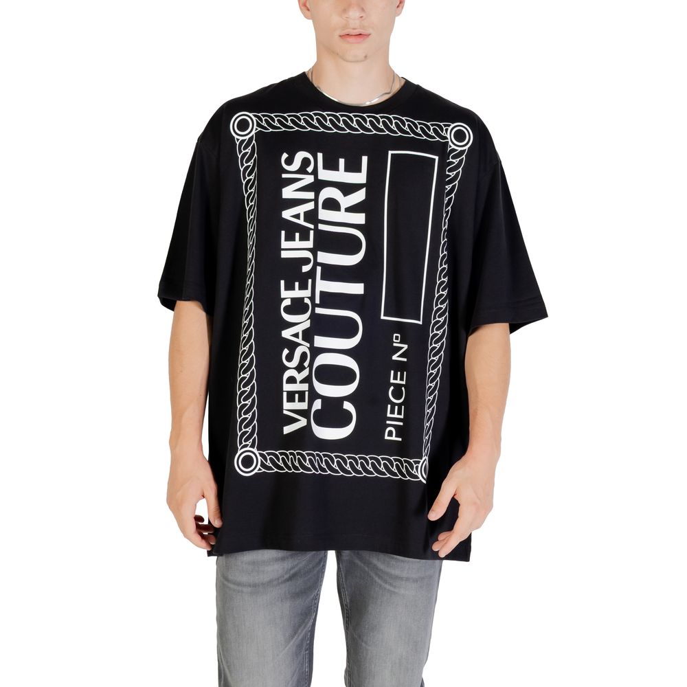 Schwarzes Baumwoll-T-Shirt mit auffälligem Logo-Print