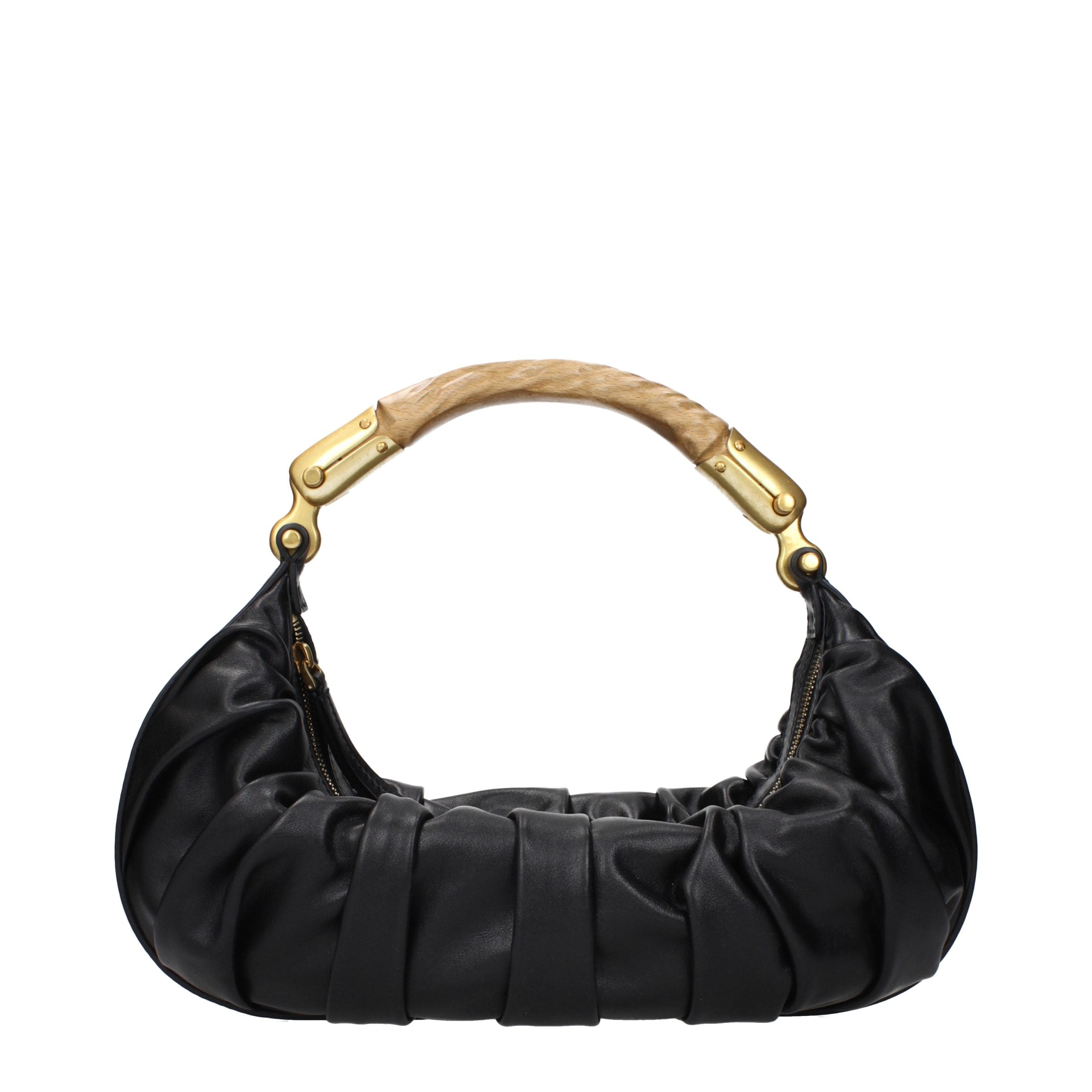Schwarze Lederhandtasche mit Vintage-Logo von Balmain