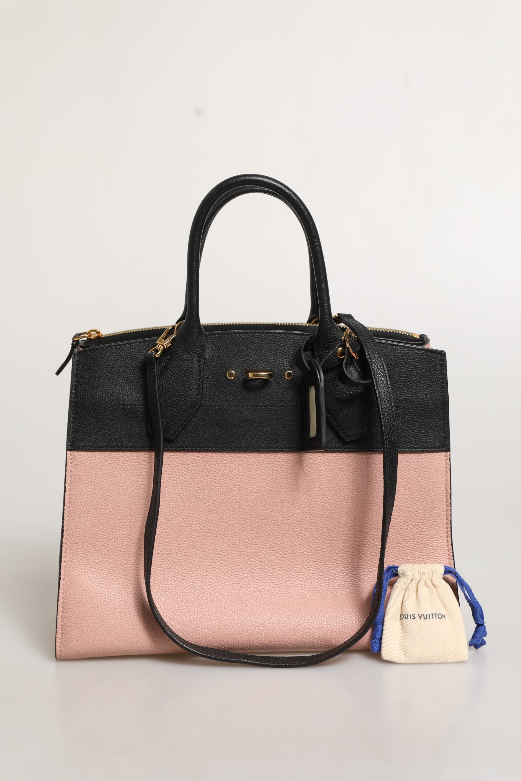 Louis Vuitton Pink and Black Leather City Steamer Leather Handbag