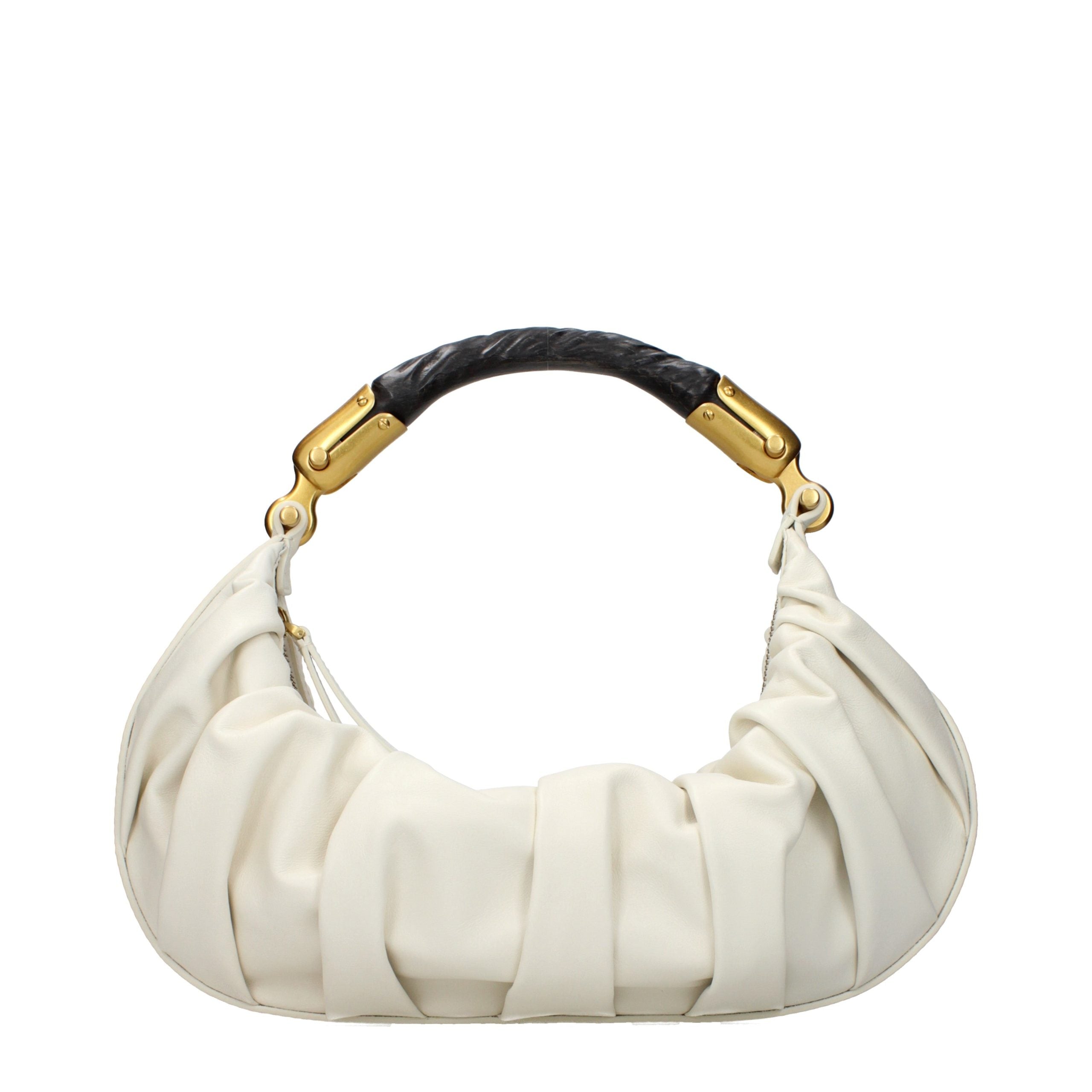 Beige Leather Handbag with Vintage Logo by Balmain