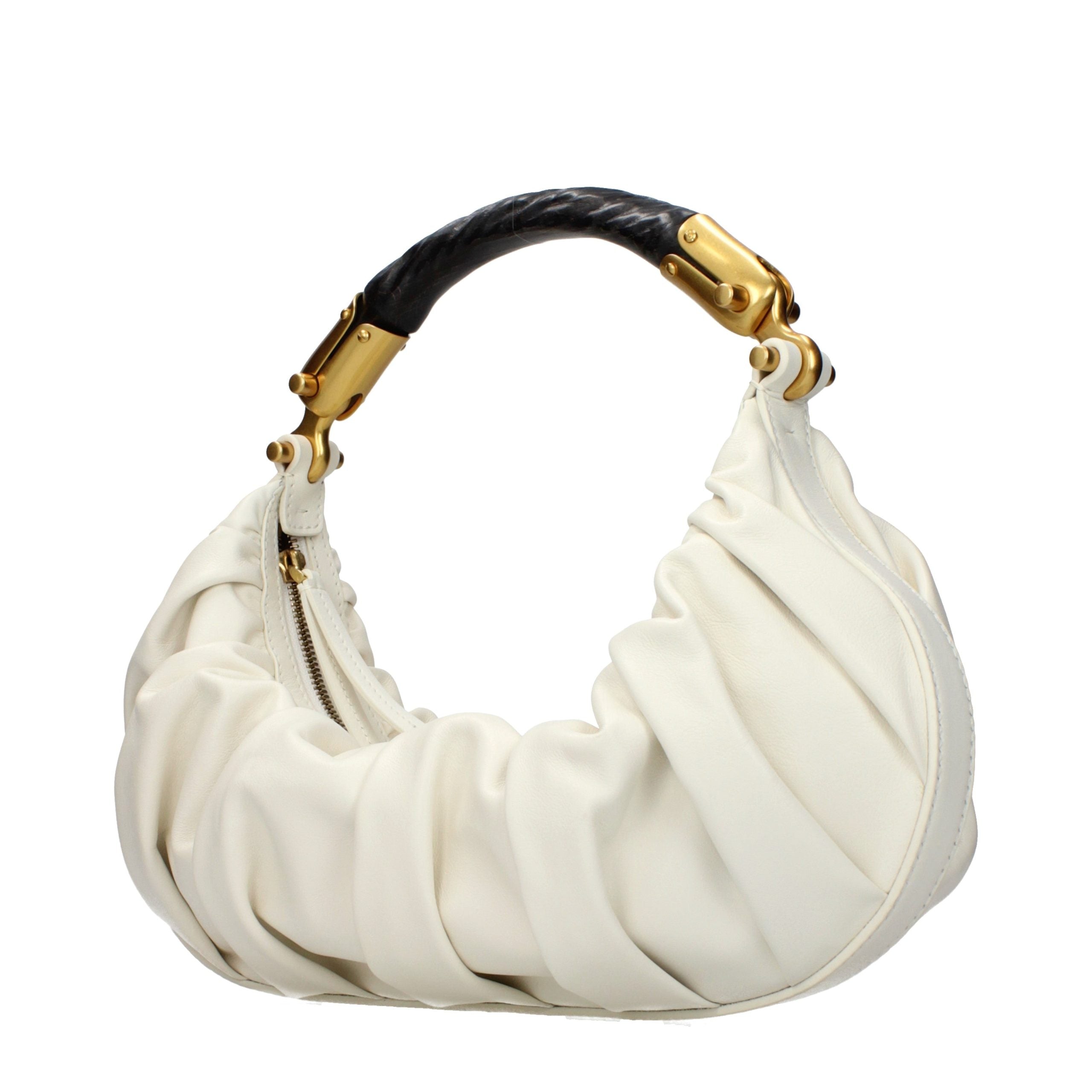 Beige Leather Handbag with Vintage Logo by Balmain