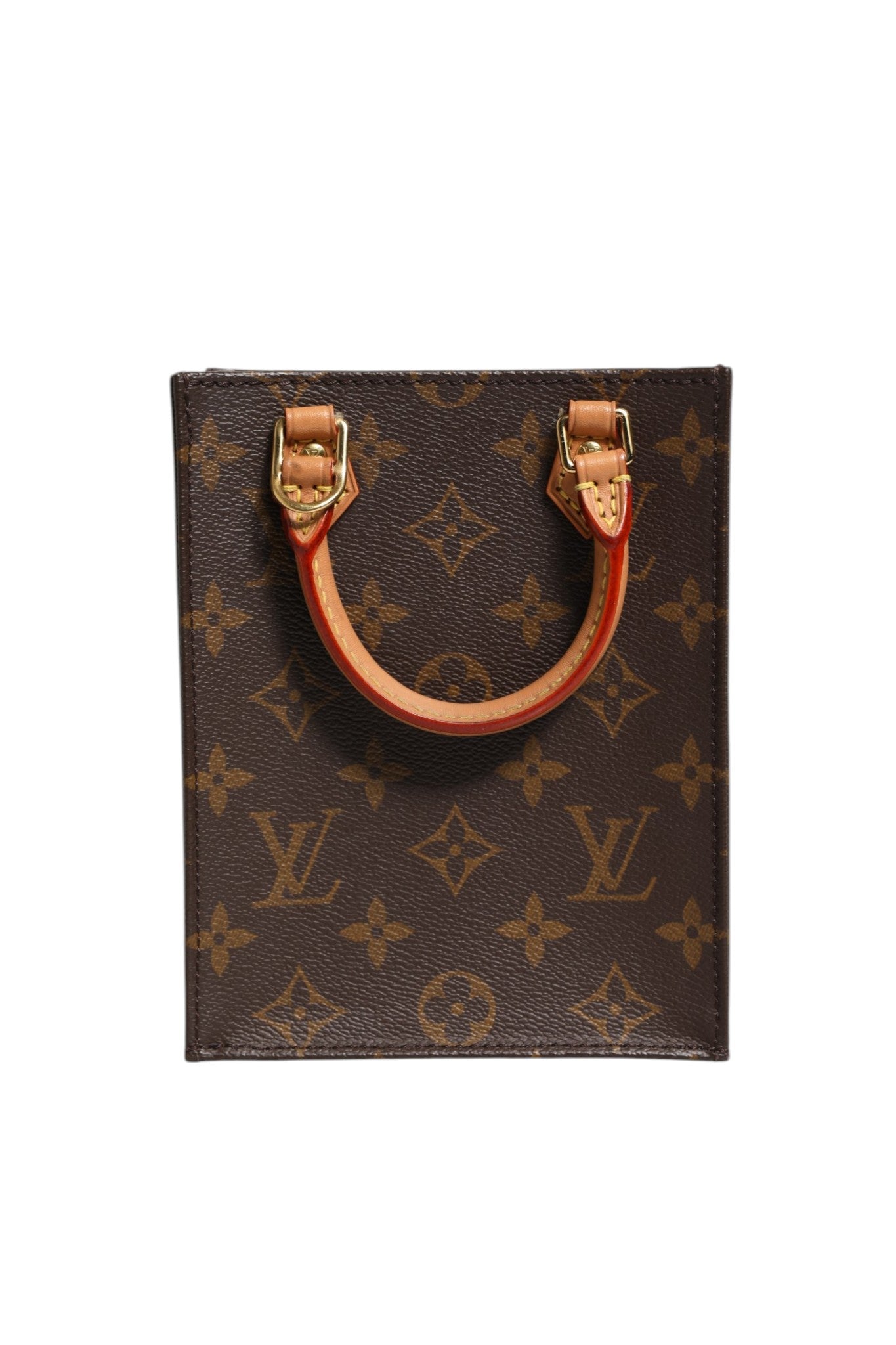 Brown Leather Monogram Petit Sac Plat Bag