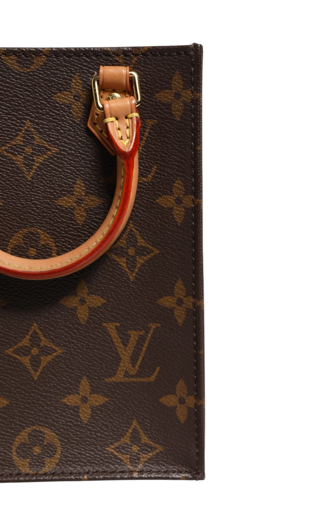 Brown Leather Monogram Petit Sac Plat Bag