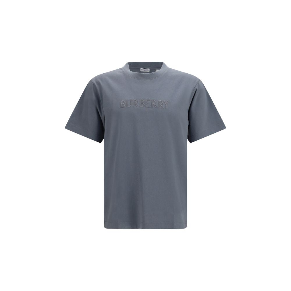 Gray Cotton T-Shirt with Embroidered Logo