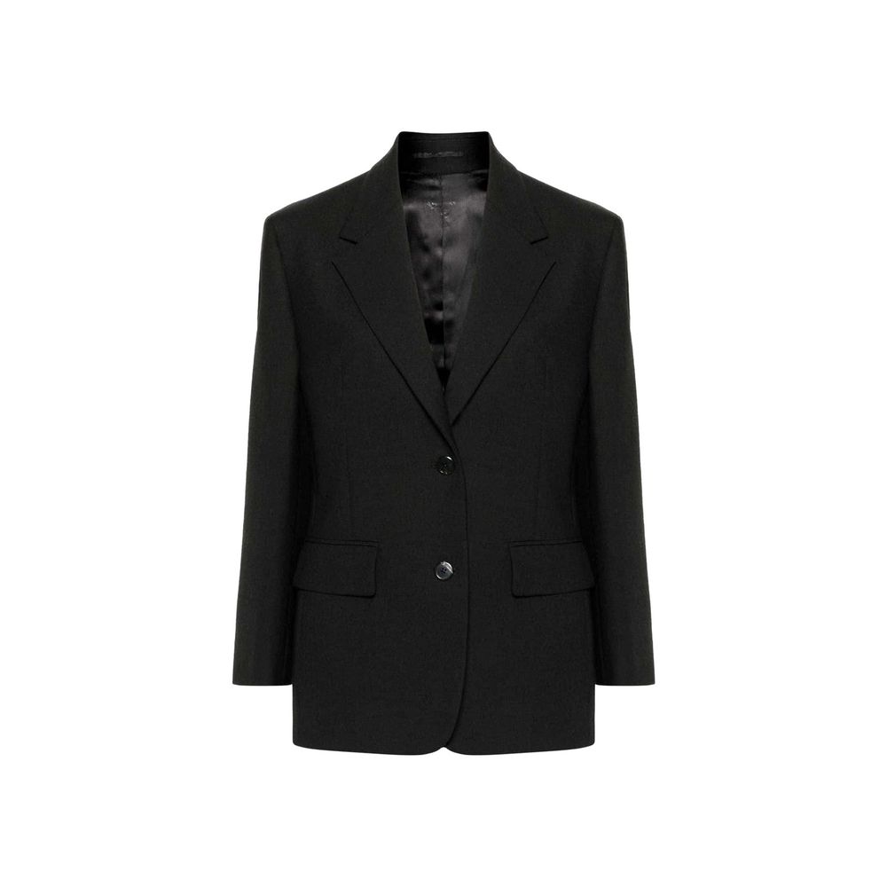 Schwarzer Wollblazer mit fallendem Revers