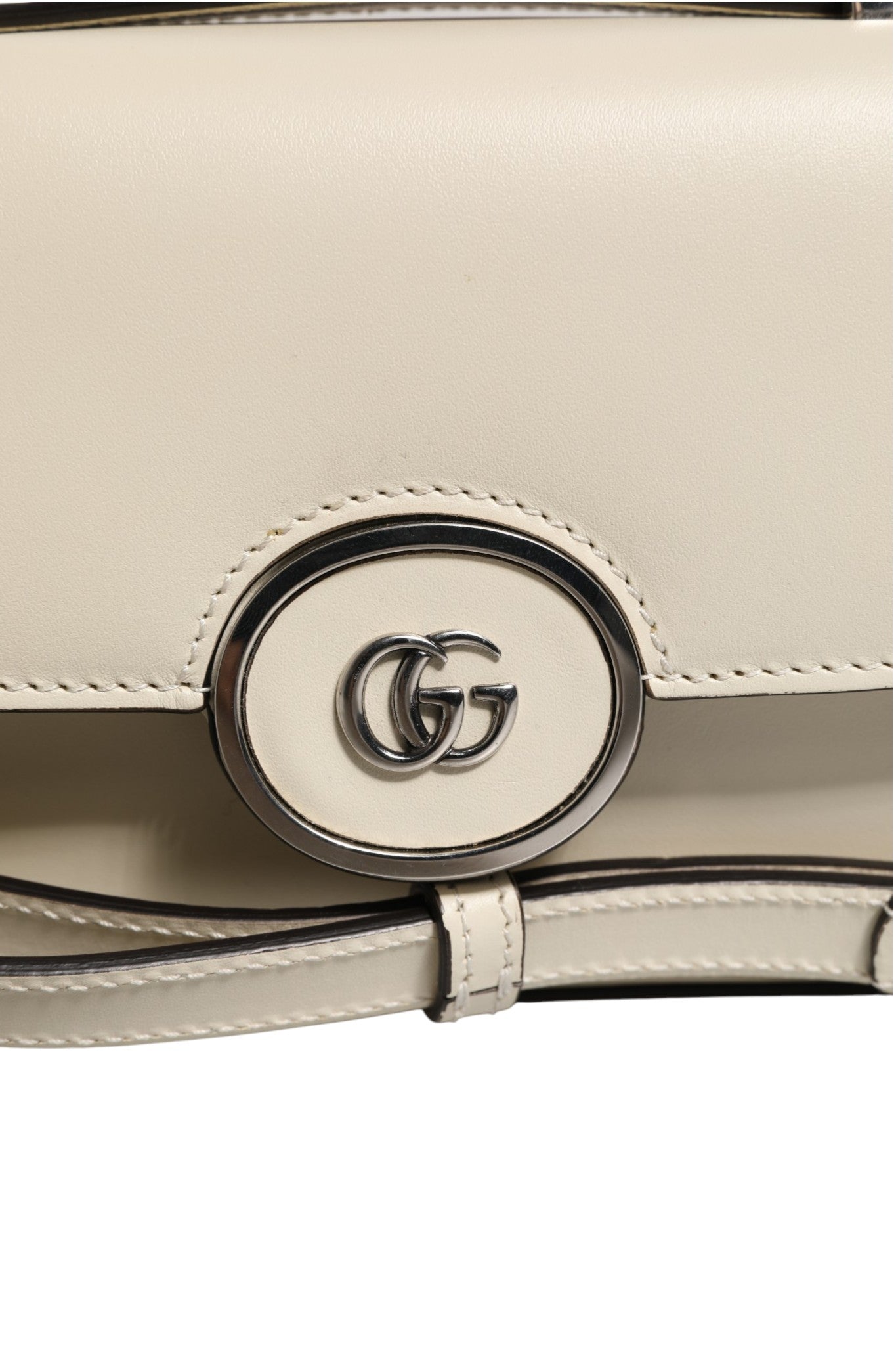 White Leather Petite GG Flap Shoulder Bag