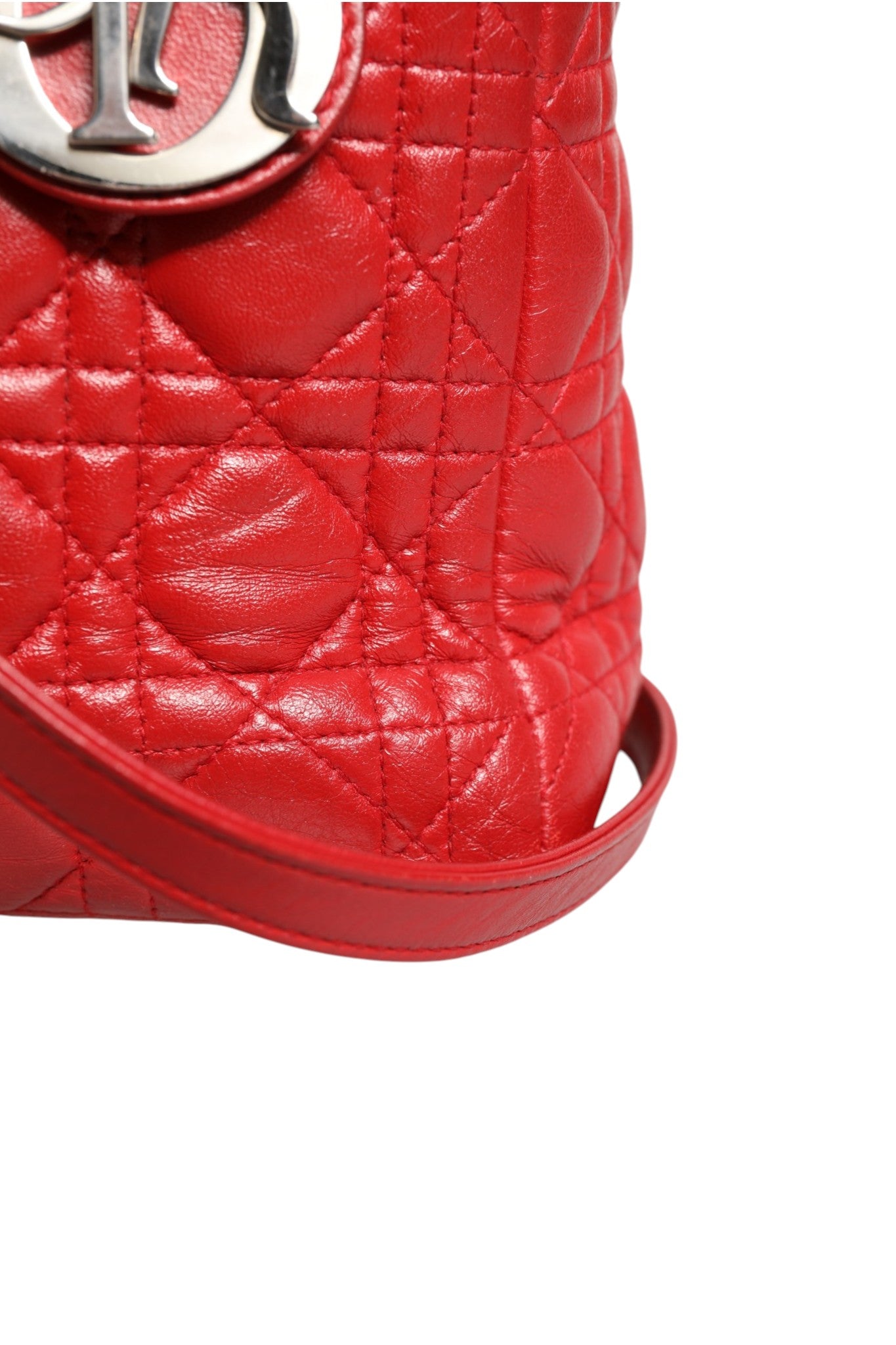 Christian Dior Rote Cannage Lammleder Lady Dior Tasche