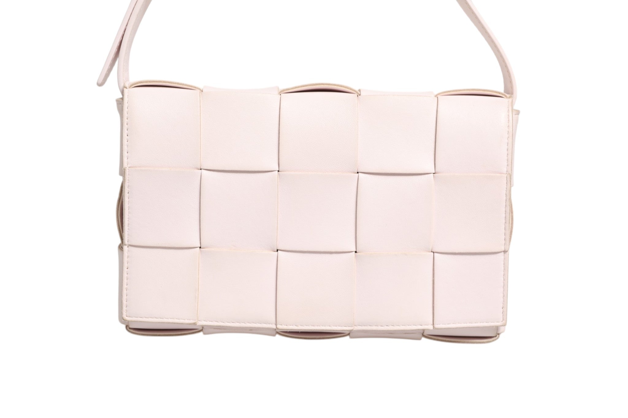 Pink Leather Intrecciato Cassette Shoulder Bag