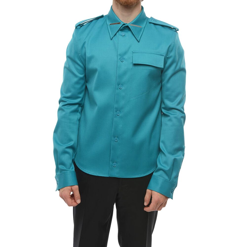 Zweifarbiges Wollkleidhemd mit Elasthan-Stretch