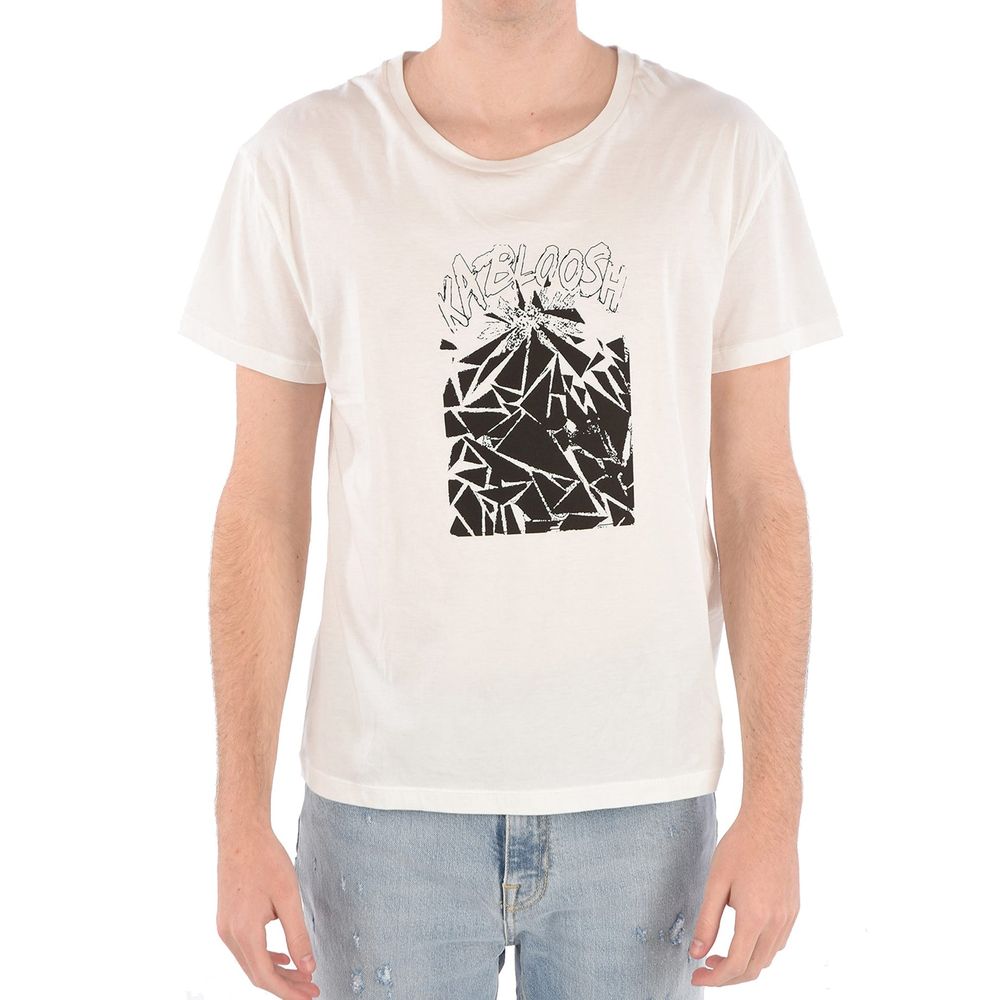 White Cotton T-Shirt with Round Neck and Short Sleeves