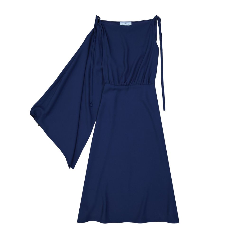 Blaues synthetisches Langarmkleid