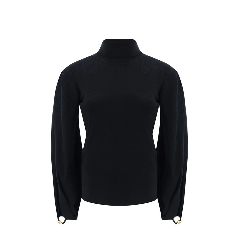 Schwarzes Woll-Sweatshirt mit Cut-Out-Detail