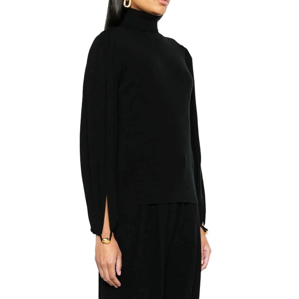 Schwarzes Woll-Sweatshirt mit Cut-Out-Detail