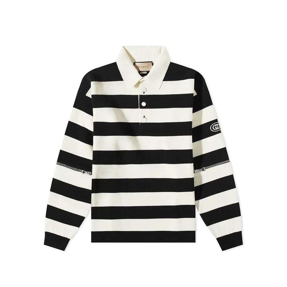 White Cotton Polo Shirt with Detachable Sleeves