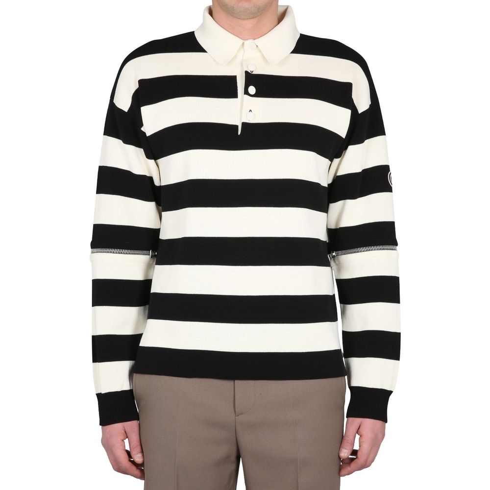 White Cotton Polo Shirt with Detachable Sleeves