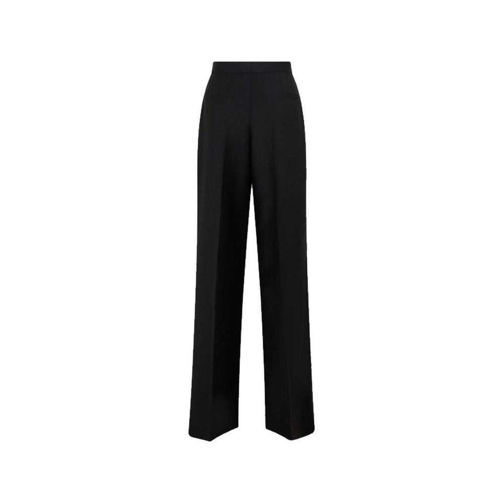 Schwarze Freizeithose aus Wolle mit weitem Bein