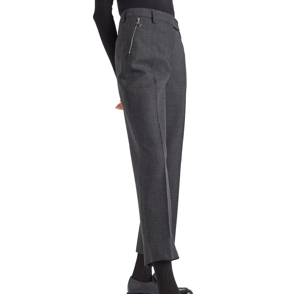 Gray Wool Pants with Side Pockets