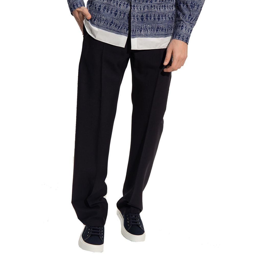 Blaue Freizeithose aus Baumwollseide