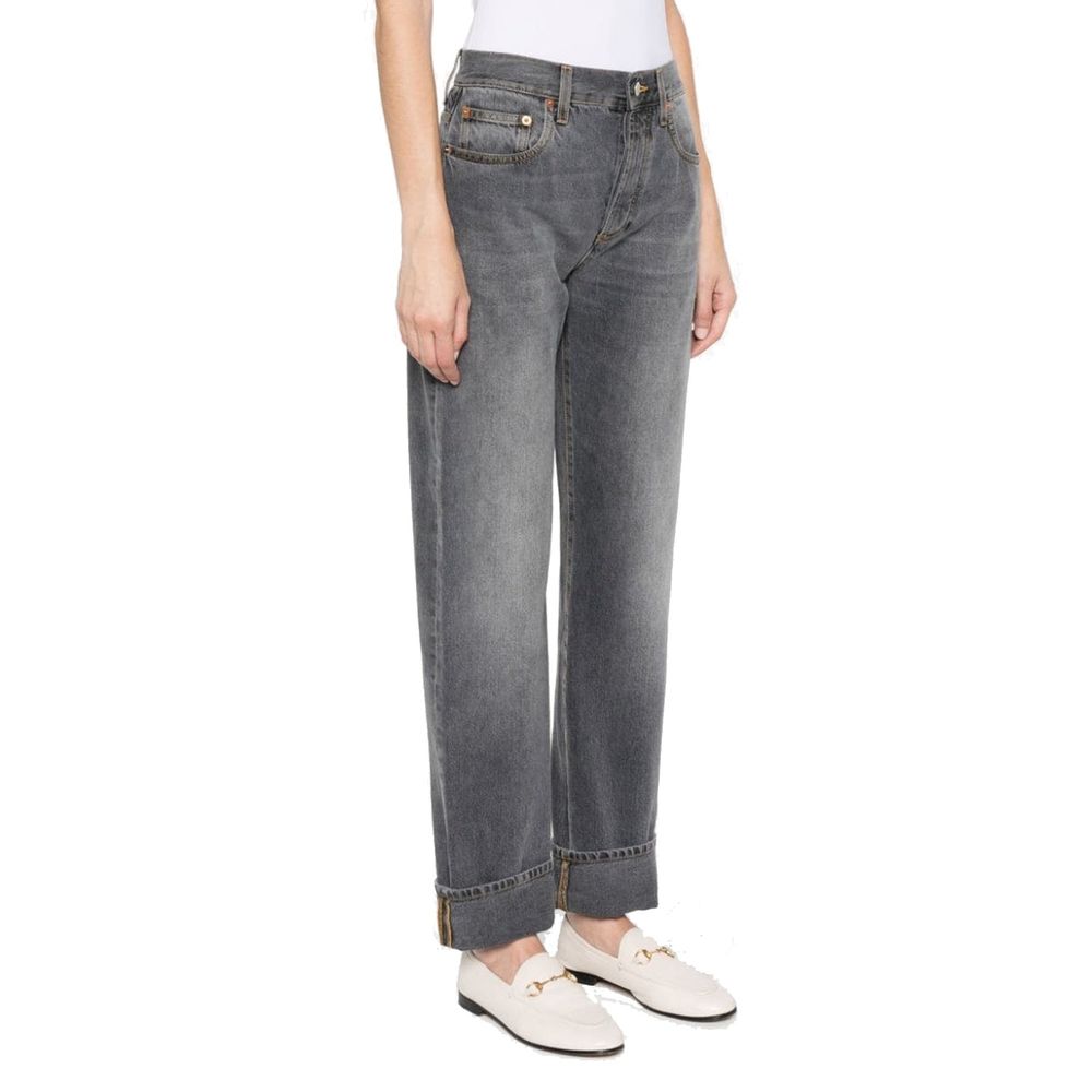 Gray Cotton Oversized Relaxed Fit Jeans