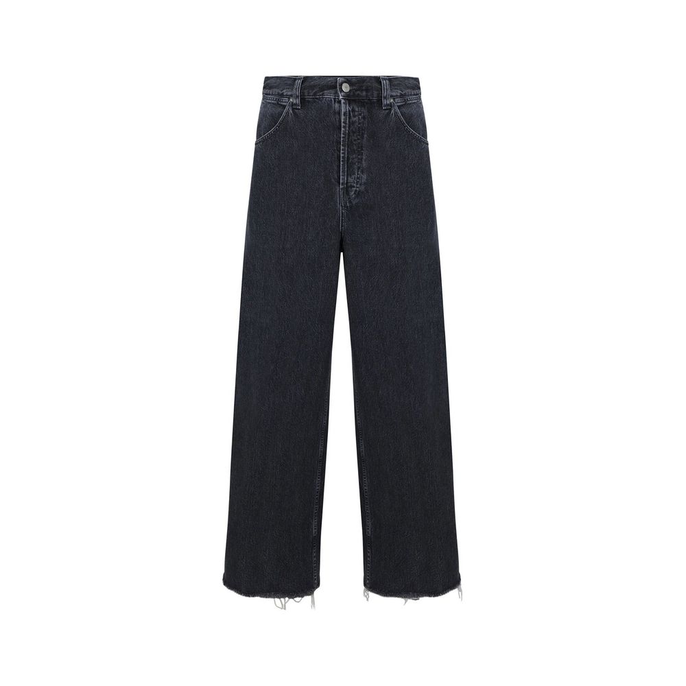 Black Cotton Denim Jeans with Iconic Patch