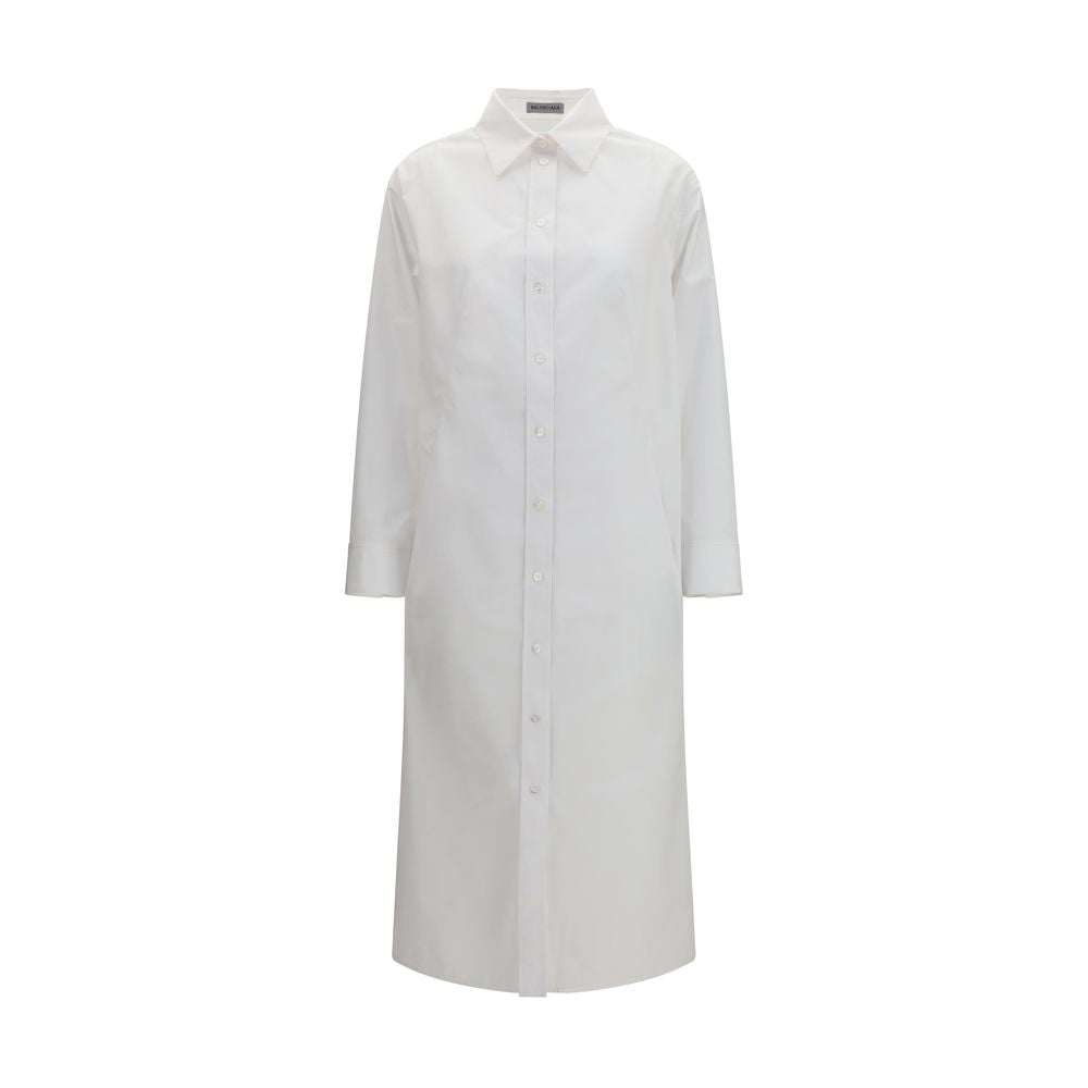 White Cotton Shirt Dress with Open Back