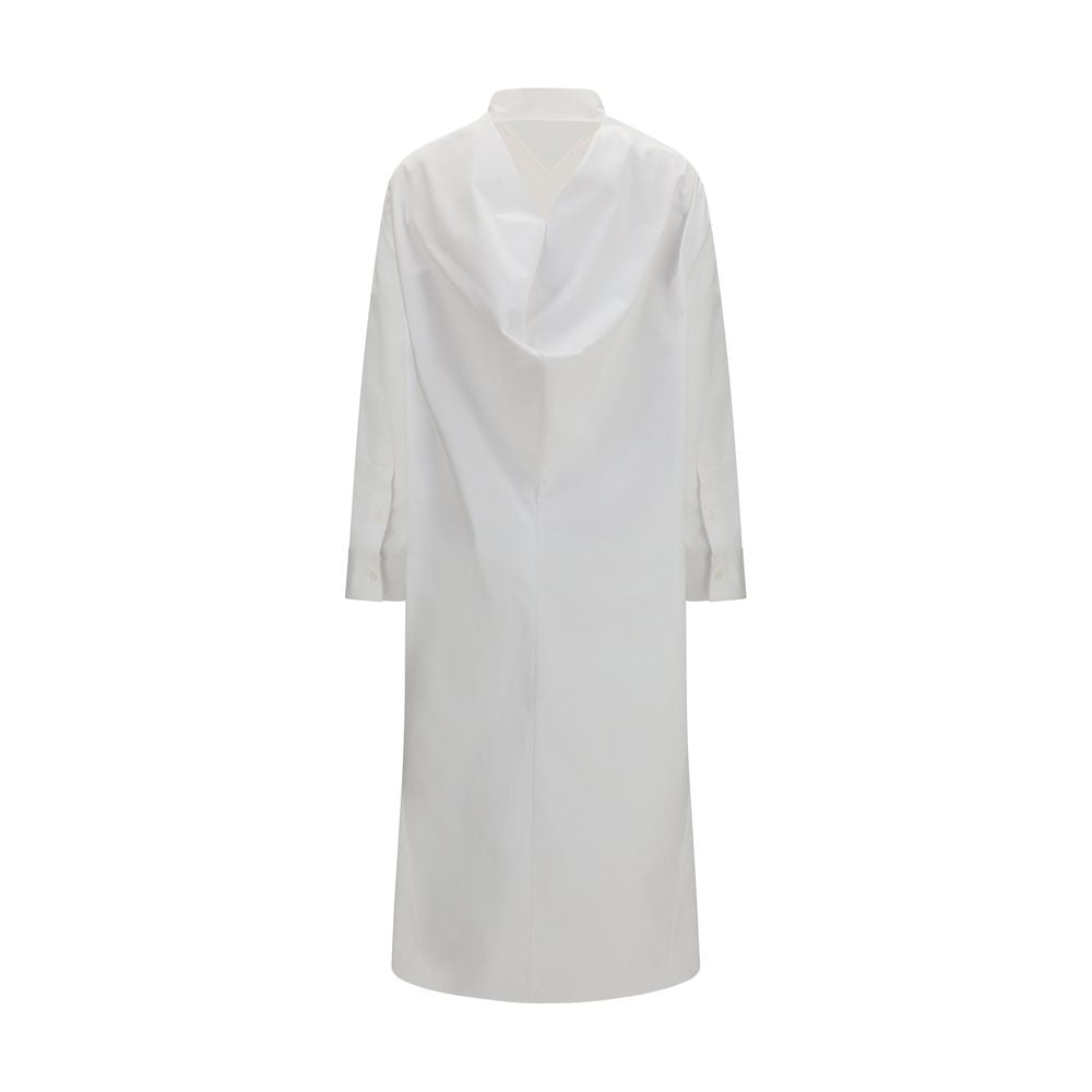 White Cotton Shirt Dress with Open Back