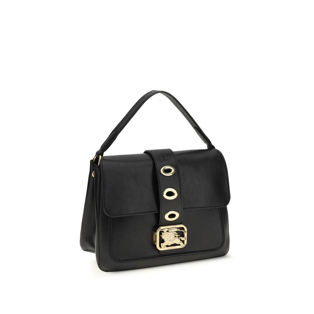Schwarze Leder-Rider-Handtasche mit Tragegriff