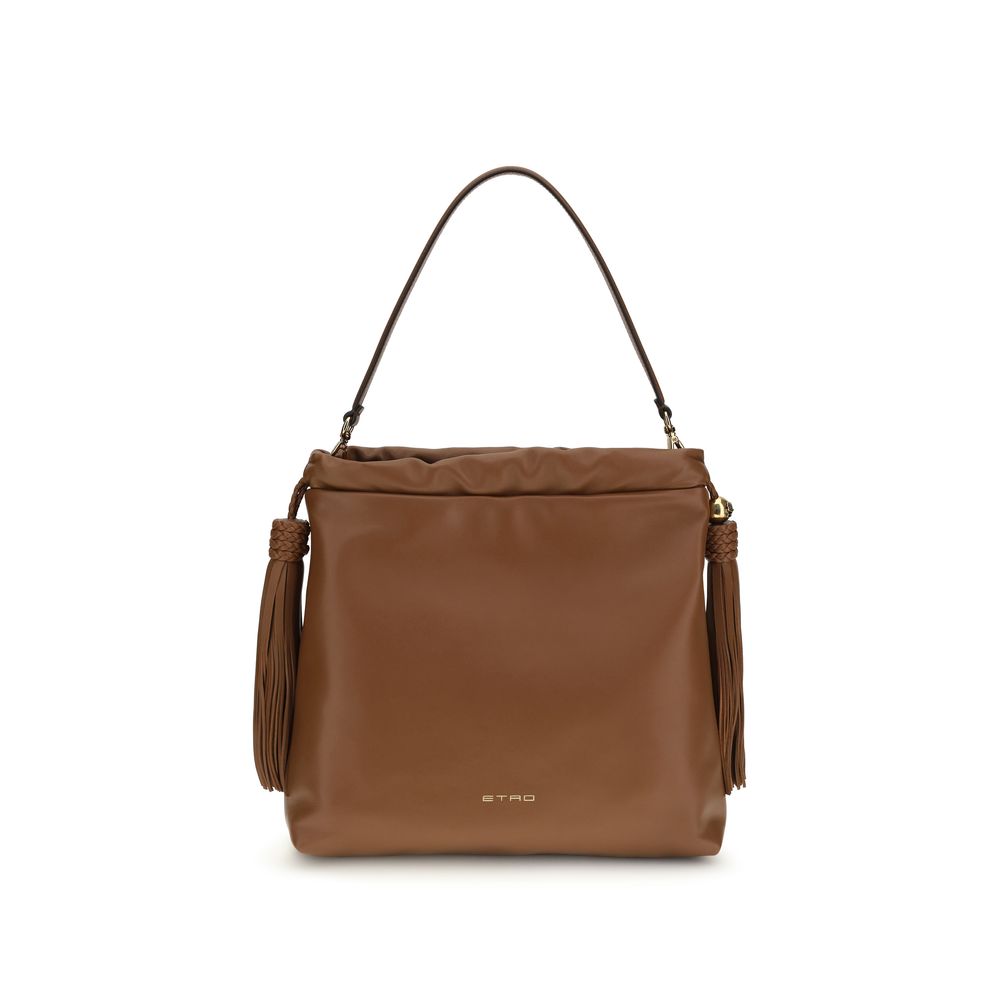 Brown Leather Kalispera Shoulder Bag with Tassels