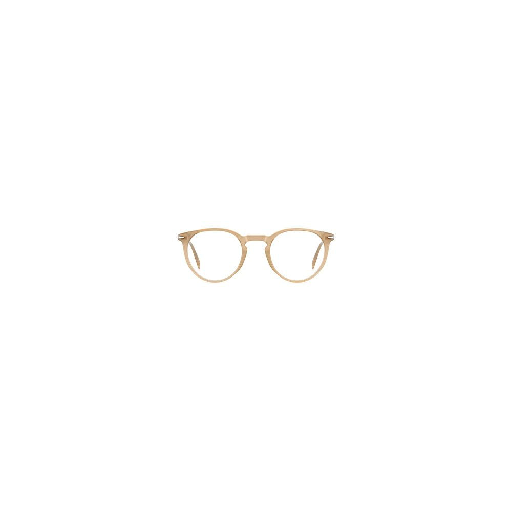 Beige Kunststoff-Rundbrille mit Vollrand