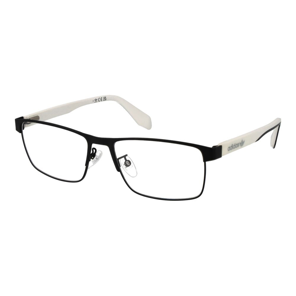 Schwarze Vollrand-Rechteckbrille aus Metall mit Federscharnier