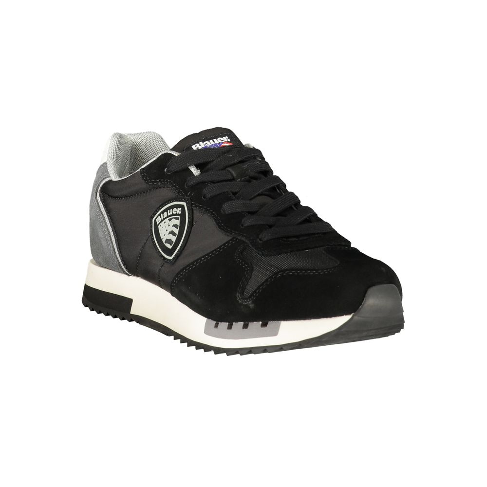 Herren-Sneaker aus schwarzem Kunstleder mit Logo-Detail