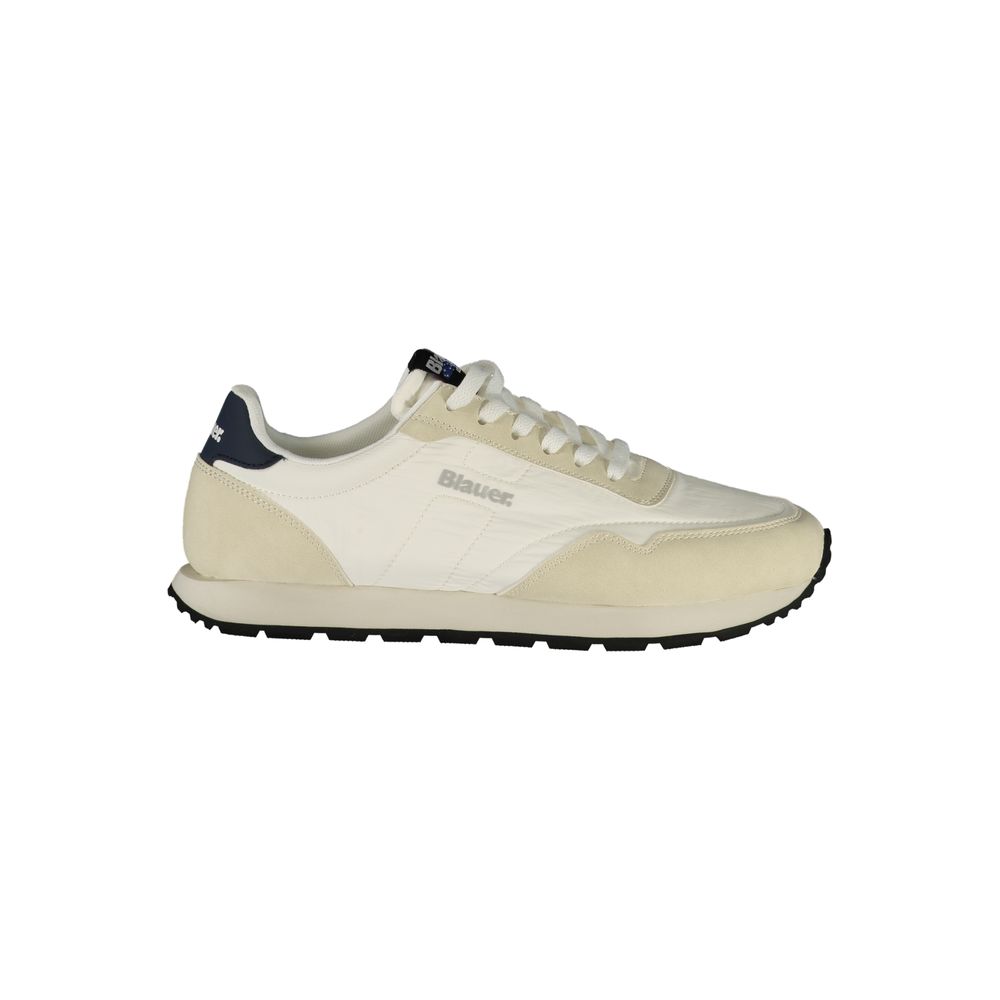 Herren-Sneaker aus weißem Leder und Synthetik mit Glitzerdetails