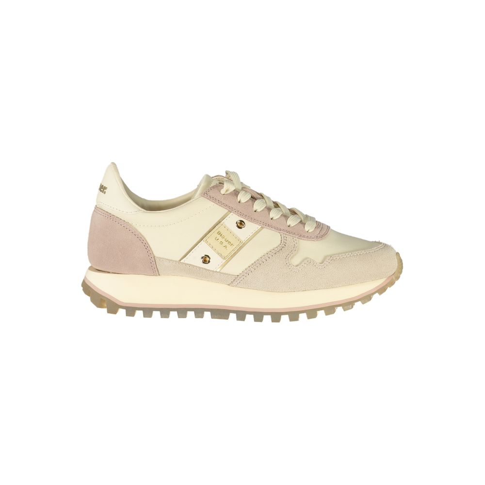 Beiger Damen-Sneaker aus Leder mit Logo-Applikation